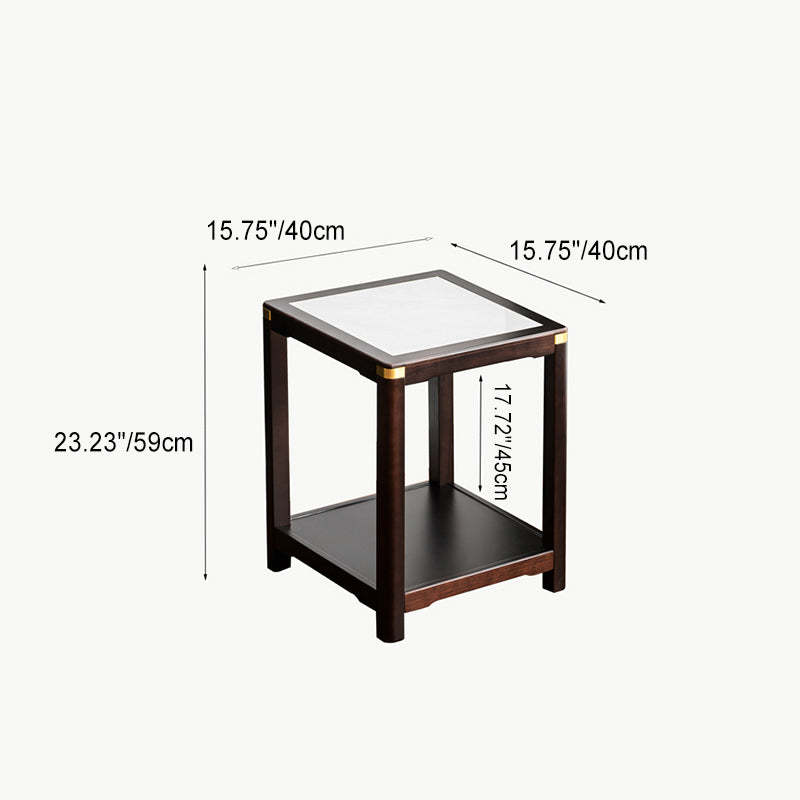 Vintage Wood Rock Slab Side Table