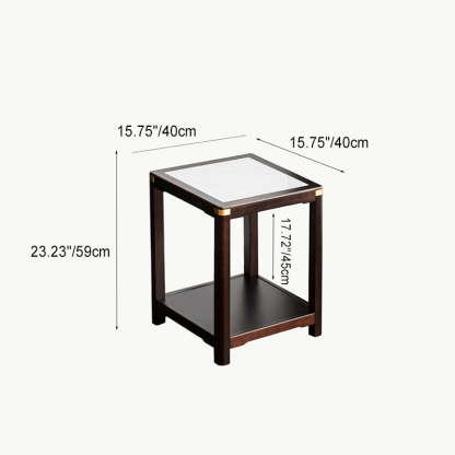 Vintage Wood Rock Slab Side Table