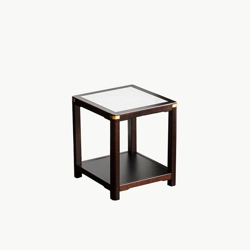 Vintage Wood Rock Slab Side Table