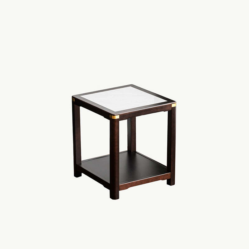 Vintage Wood Rock Slab Side Table