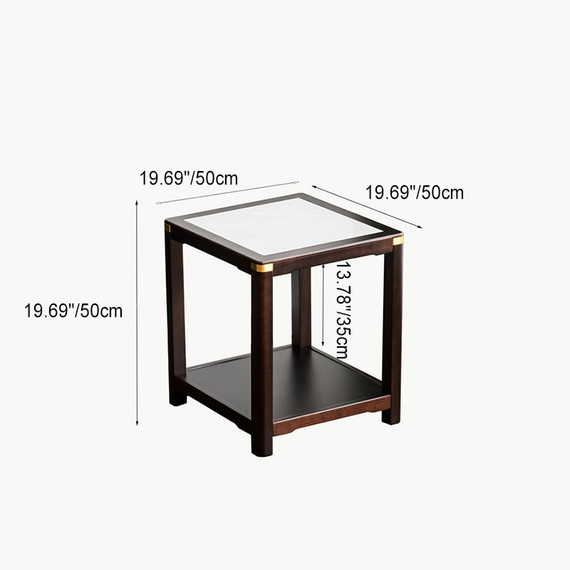 Vintage Wood Rock Slab Side Table