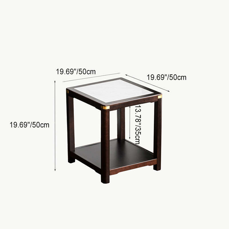Vintage Wood Rock Slab Side Table