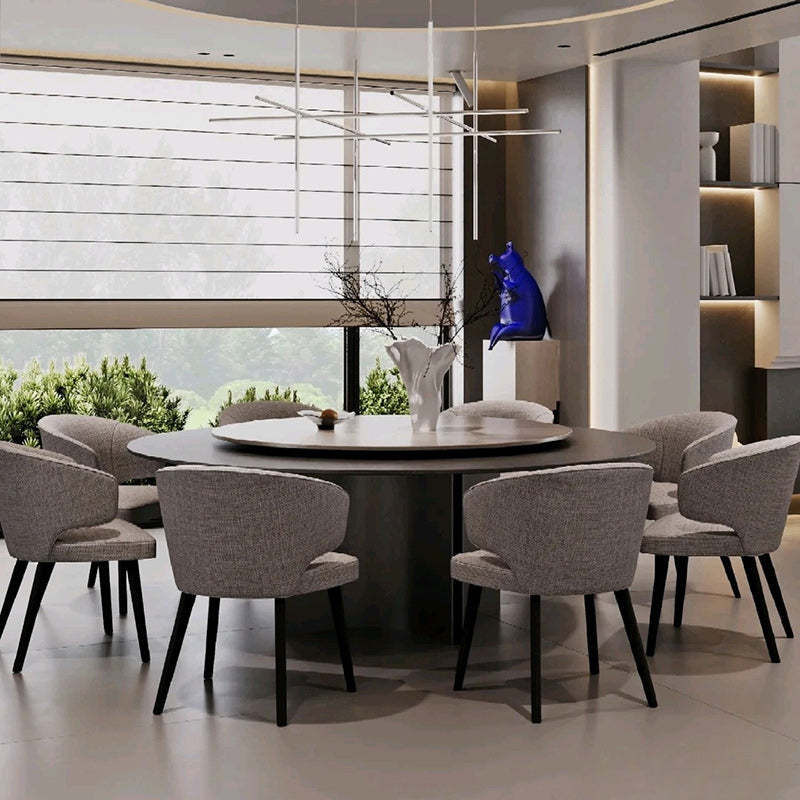 Modern Cushion Solid Wood Fabric Dining Chair — Beige