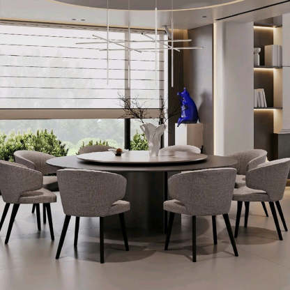 Modern Cushion Solid Wood Fabric Dining Chair — Beige