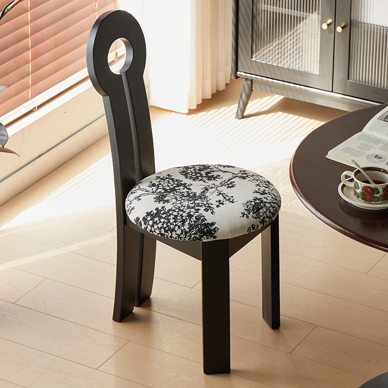Traditional Retro Wood Lambswool Round Dining Chair