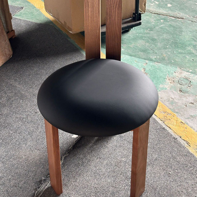 Traditional Retro Wood Lambswool Round Dining Chair
