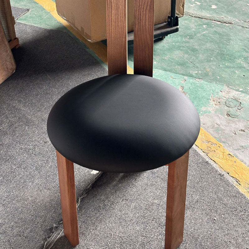Traditional Retro Wood Lambswool Round Dining Chair