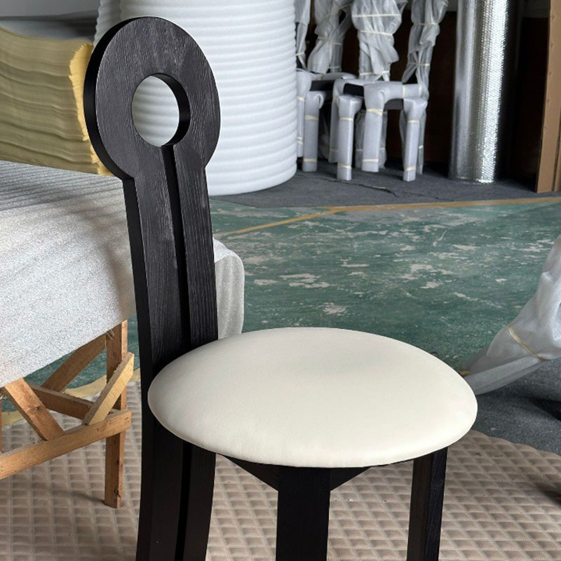 Traditional Retro Wood Lambswool Round Dining Chair