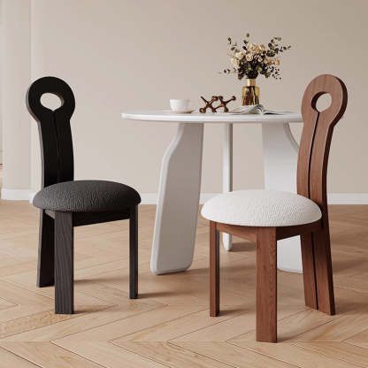 Traditional Retro Wood Lambswool Round Dining Chair