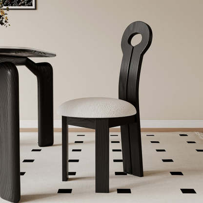 Traditional Retro Wood Lambswool Round Dining Chair