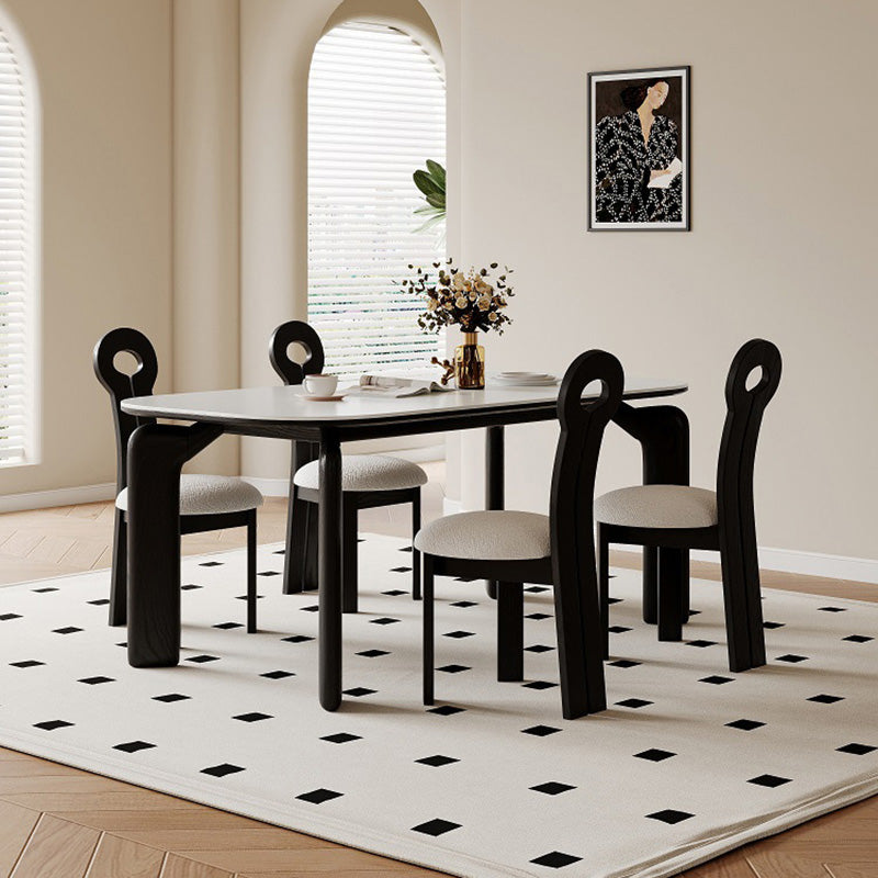 Traditional Retro Wood Lambswool Round Dining Chair — C