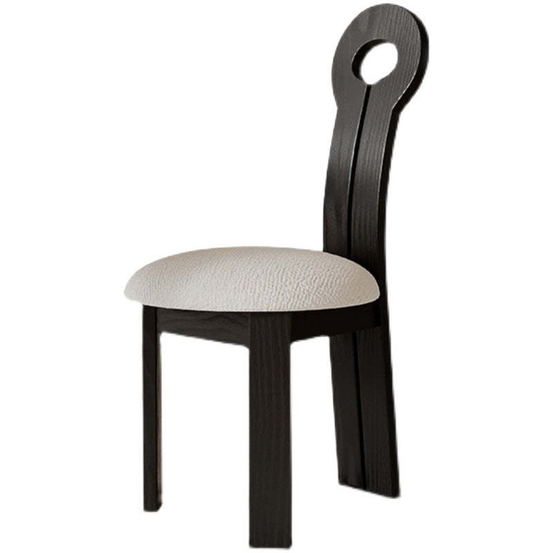 Traditional Retro Wood Lambswool Round Dining Chair
