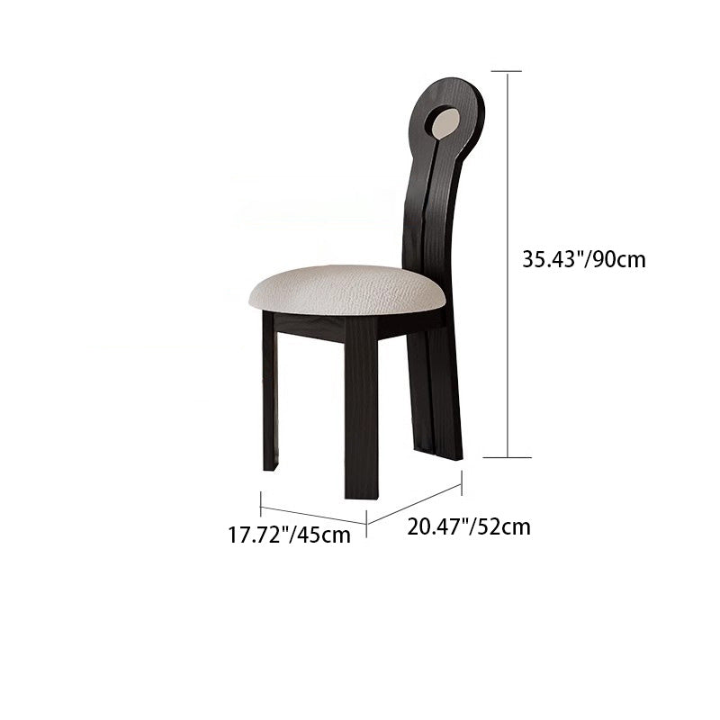 Traditional Retro Wood Lambswool Round Dining Chair — D