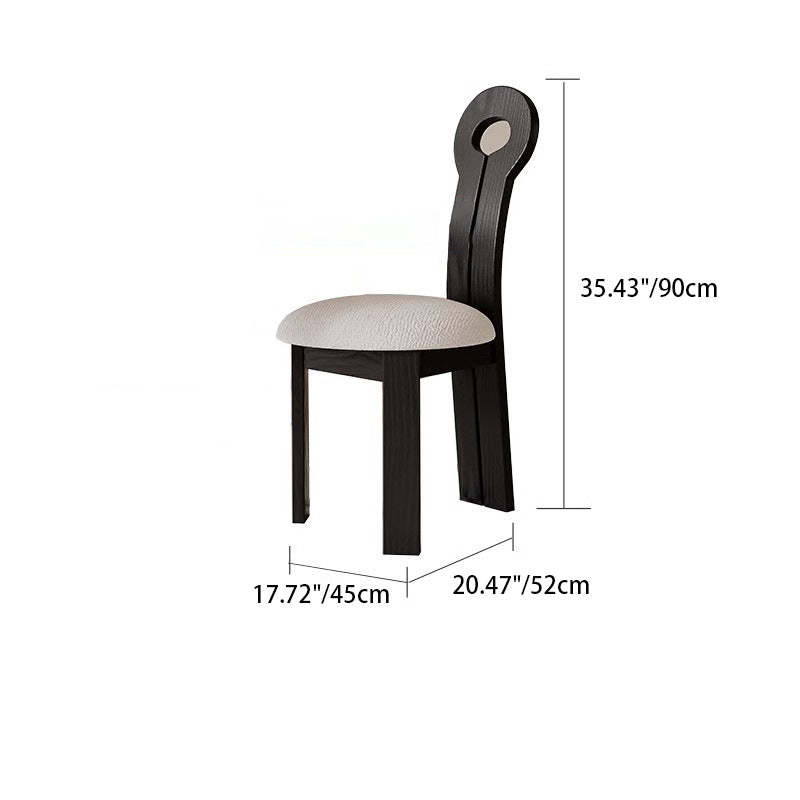 Traditional Retro Wood Lambswool Round Dining Chair — D