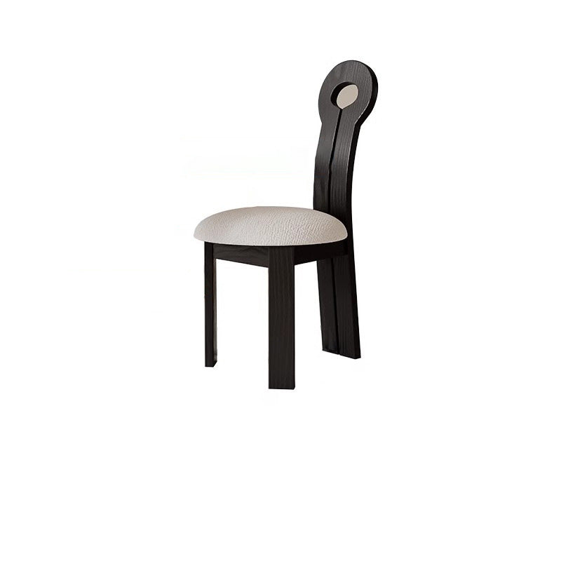 Traditional Retro Wood Lambswool Round Dining Chair