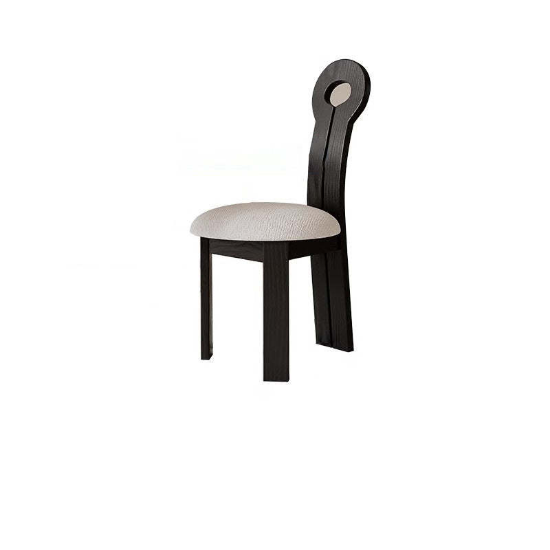 Traditional Retro Wood Lambswool Round Dining Chair
