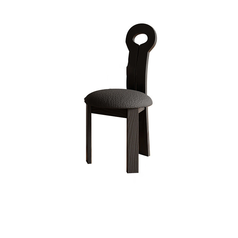 Traditional Retro Wood Lambswool Round Dining Chair