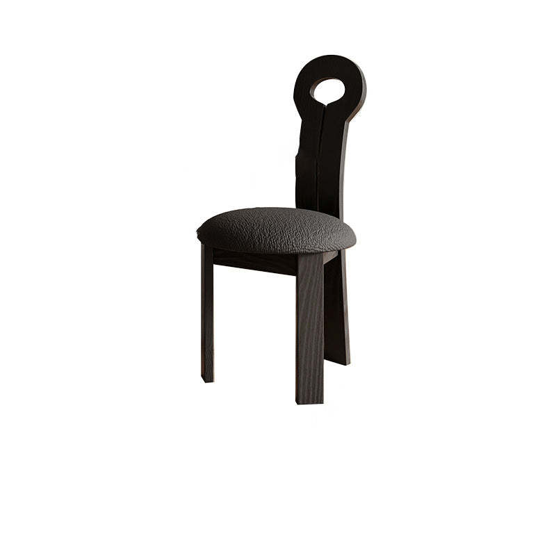 Traditional Retro Wood Lambswool Round Dining Chair