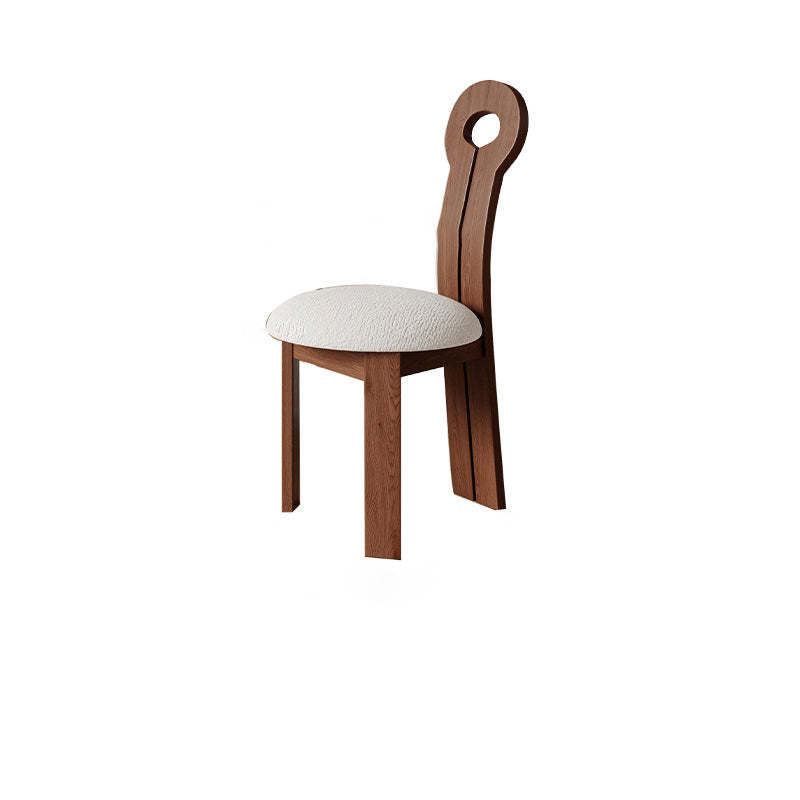 Traditional Retro Wood Lambswool Round Dining Chair