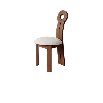 Traditional Retro Wood Lambswool Round Dining Chair