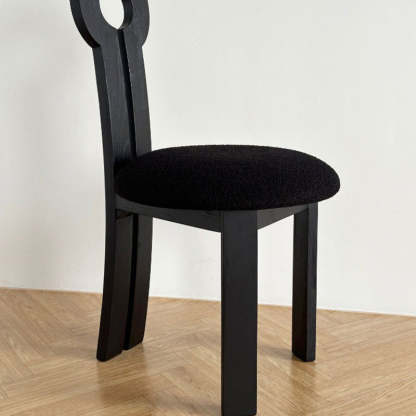 Traditional Retro Wood Lambswool Round Dining Chair