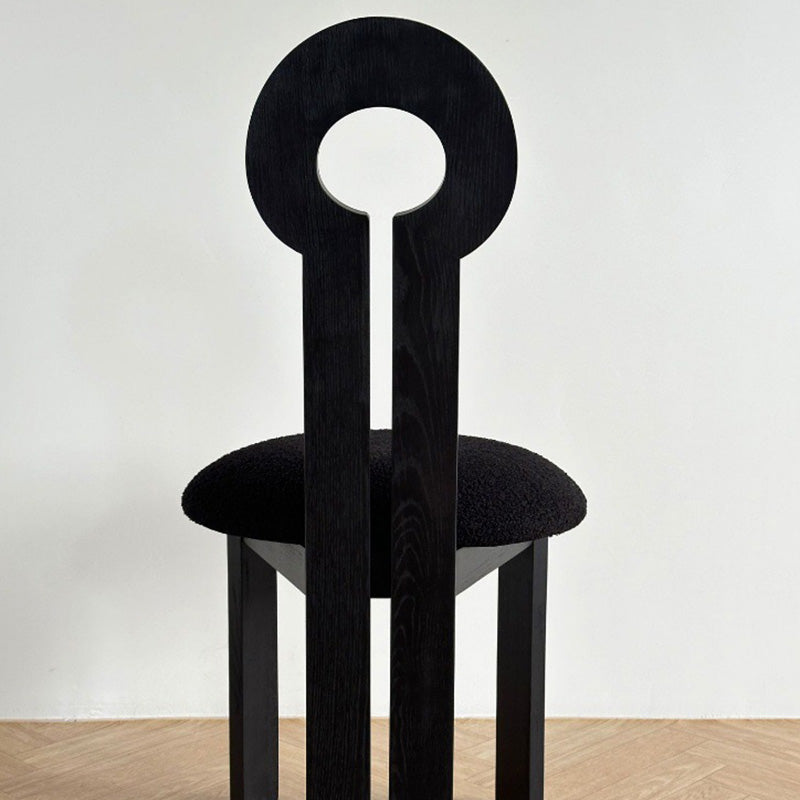 Traditional Retro Wood Lambswool Round Dining Chair