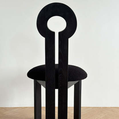 Traditional Retro Wood Lambswool Round Dining Chair