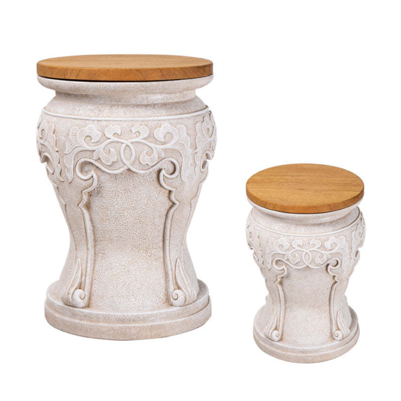 Chinese Round Wood Marble Dining Chair