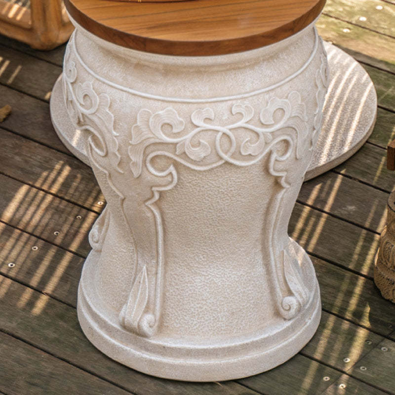 Chinese Round Wood Marble Dining Chair