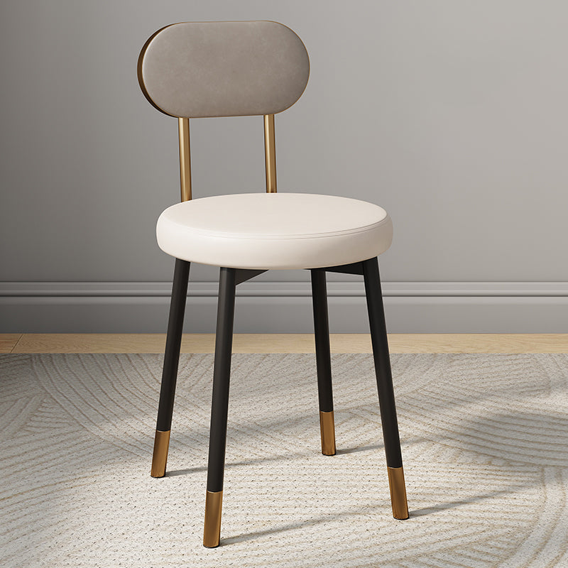 Minimalist Leather Carbon Steel Round Dining Chair