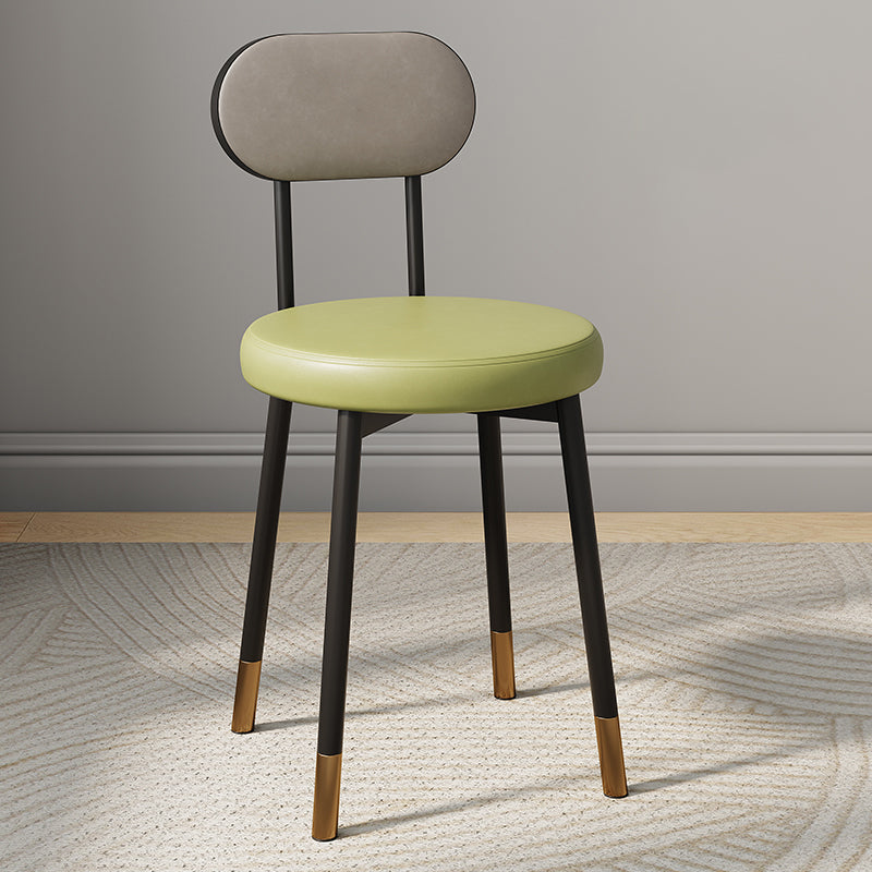 Minimalist Leather Carbon Steel Round Dining Chair