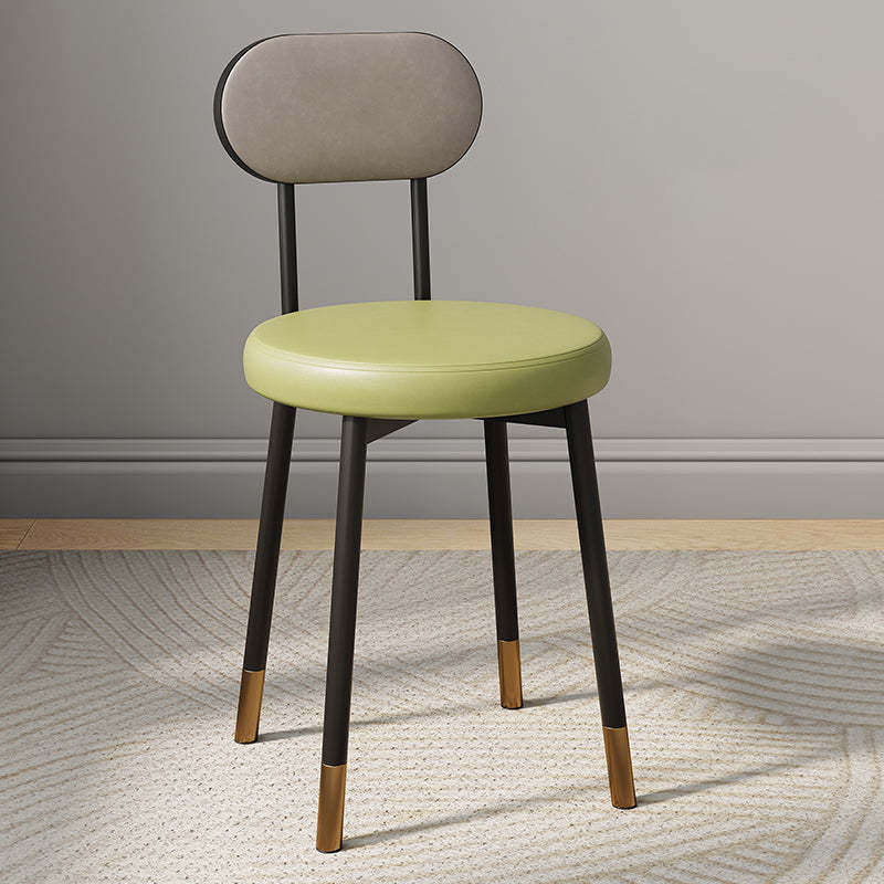 Minimalist Leather Carbon Steel Round Dining Chair