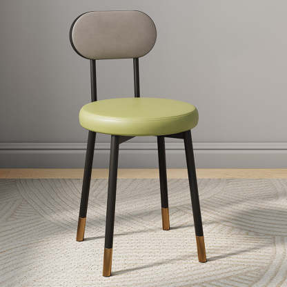 Minimalist Leather Carbon Steel Round Dining Chair