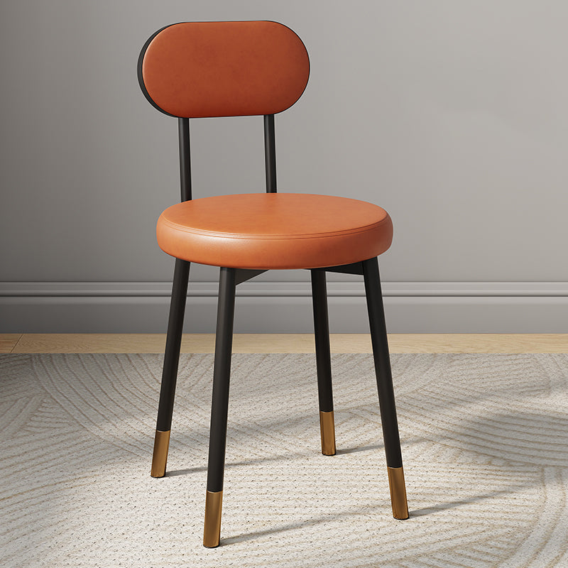 Minimalist Leather Carbon Steel Round Dining Chair