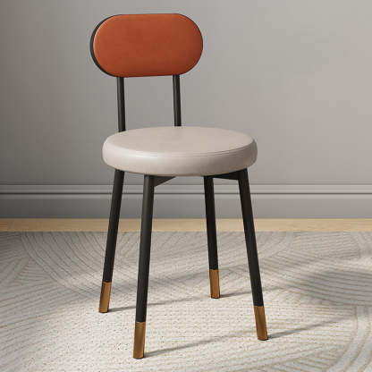 Minimalist Leather Carbon Steel Round Dining Chair