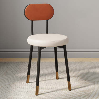 Minimalist Leather Carbon Steel Round Dining Chair