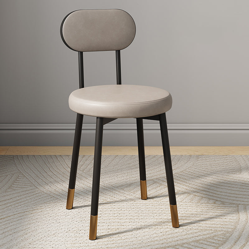 Minimalist Leather Carbon Steel Round Dining Chair