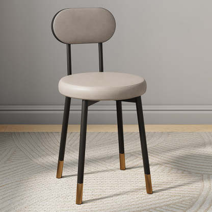 Minimalist Leather Carbon Steel Round Dining Chair
