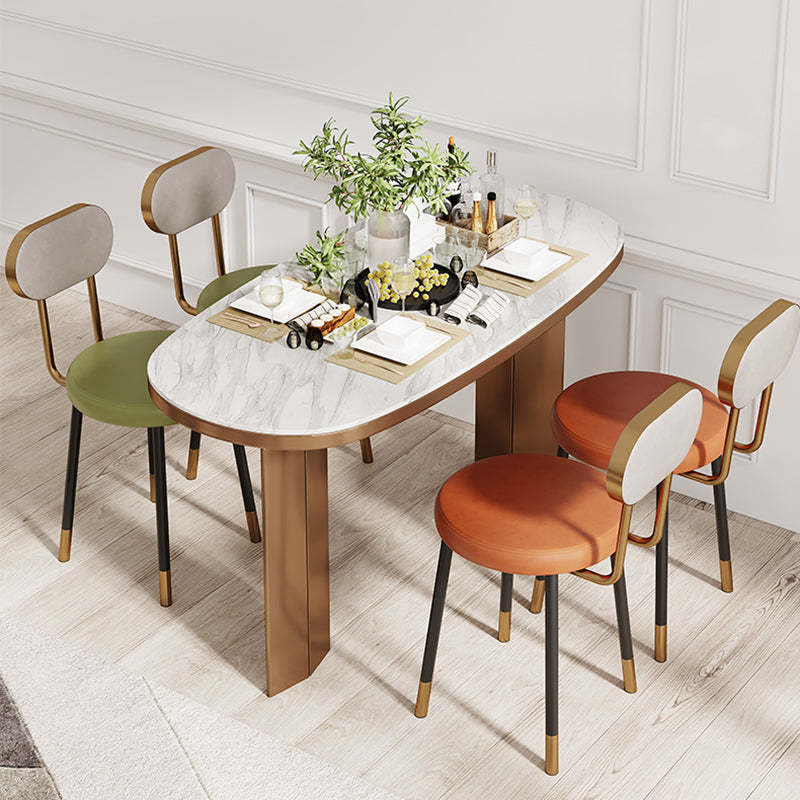 Minimalist Leather Carbon Steel Round Dining Chair