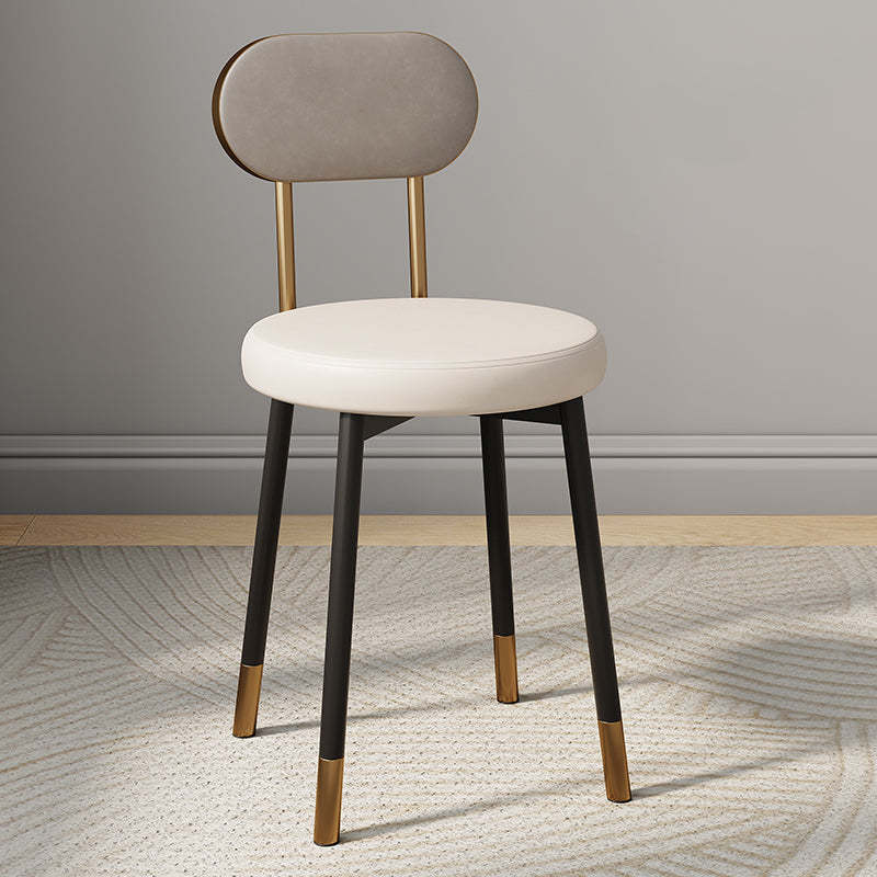 Minimalist Leather Carbon Steel Round Dining Chair