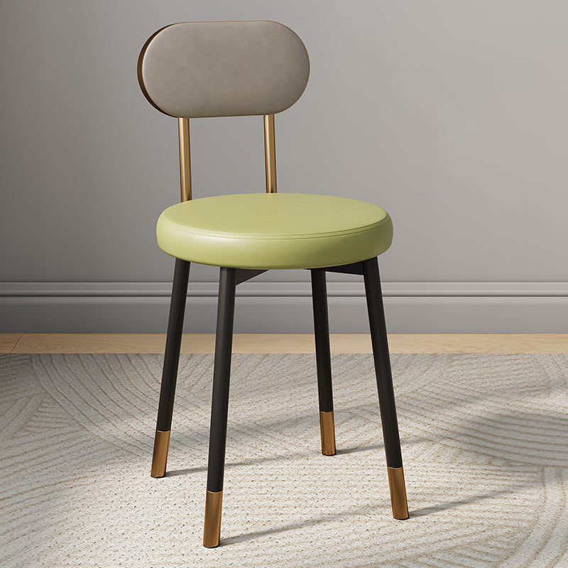 Minimalist Leather Carbon Steel Round Dining Chair