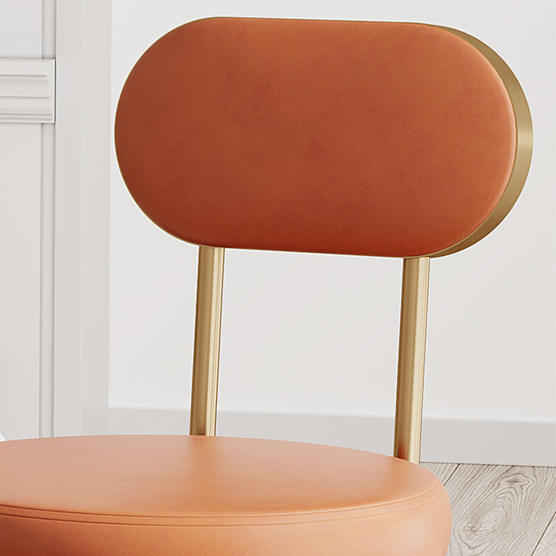 Minimalist Leather Carbon Steel Round Dining Chair — F