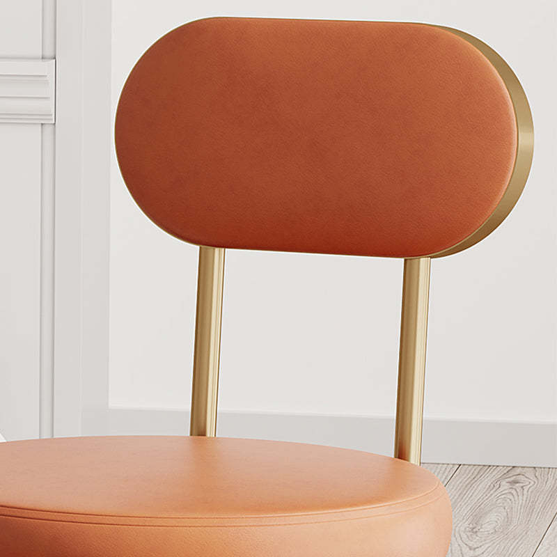 Minimalist Leather Carbon Steel Round Dining Chair — F