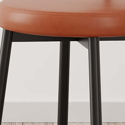 Minimalist Leather Carbon Steel Round Dining Chair — I