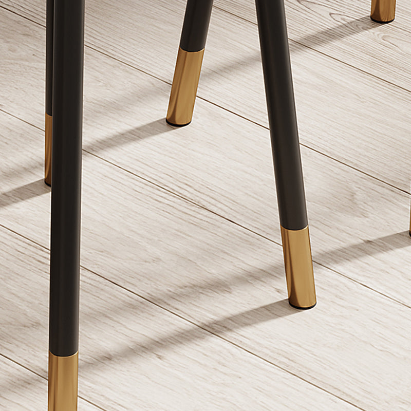 Minimalist Leather Carbon Steel Round Dining Chair — H