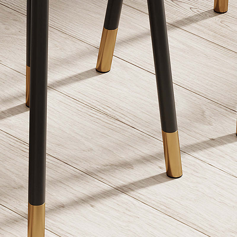 Minimalist Leather Carbon Steel Round Dining Chair — H