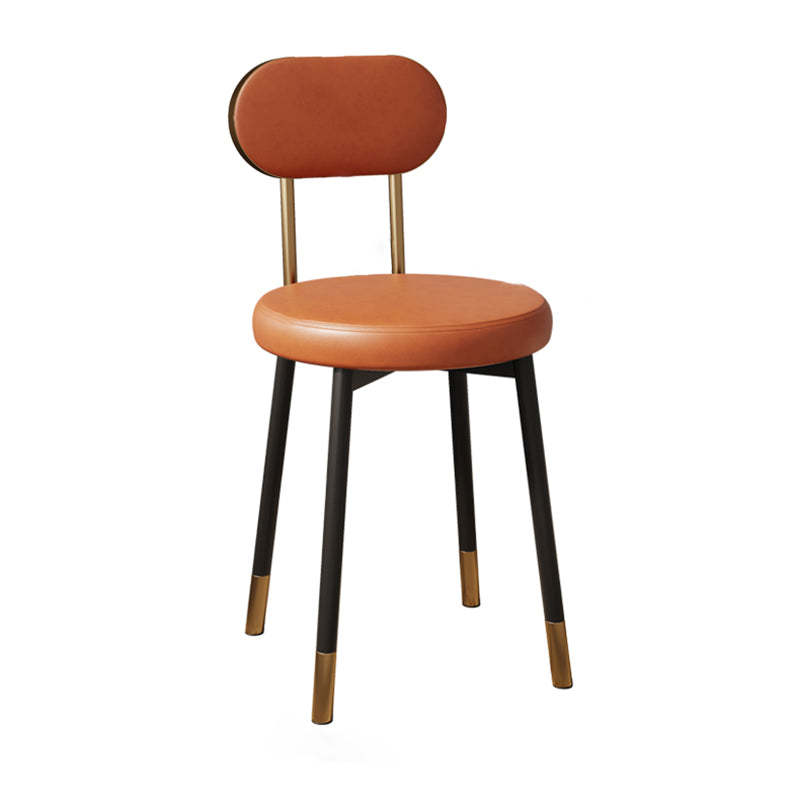 Minimalist Leather Carbon Steel Round Dining Chair