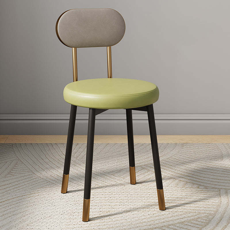 Minimalist Leather Carbon Steel Round Dining Chair