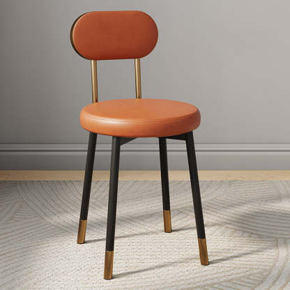 Minimalist Leather Carbon Steel Round Dining Chair