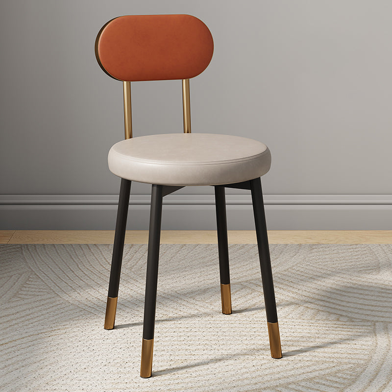 Minimalist Leather Carbon Steel Round Dining Chair